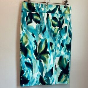 Jones New York 4P Teal and Green Pencil Skirt